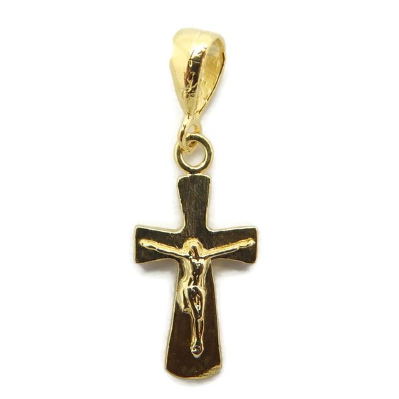 Cross Blade With Jesus Christ Pendant 14k Gold